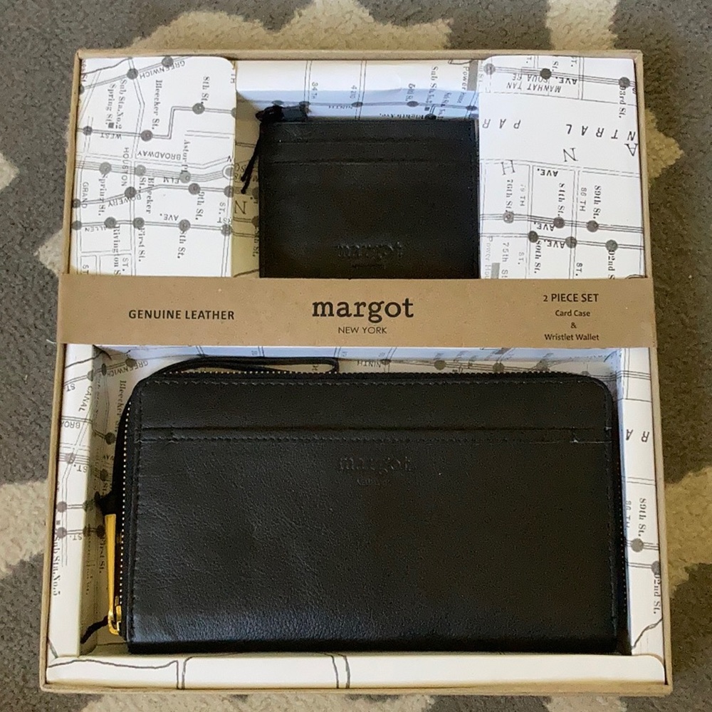 Margot Genuine Leather 2-Piece Set Card Case & Wristlet Wallet